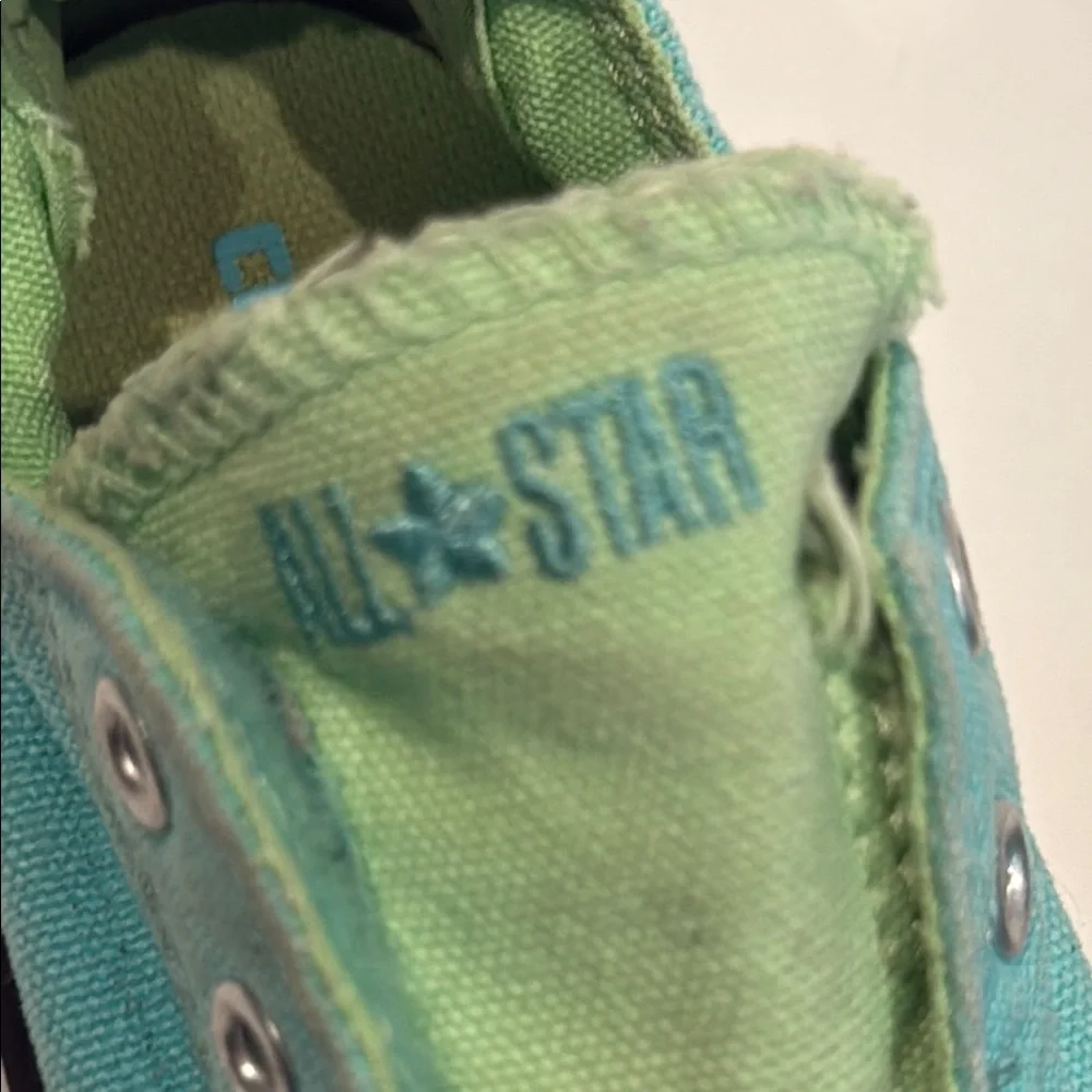 Converse All Star toddler 8 aqua & Green Sneakers slip on tennis shoes
